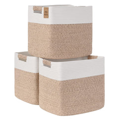 Degeyoyo storage bin with cotton rope handle, ideal for closet organization.