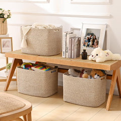 Degeyoyo cube storage bin 3-pack neutral decor for living room or nursery.