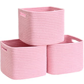 Degeyoyo pink cube storage bin for toy organization on a nursery shelf.