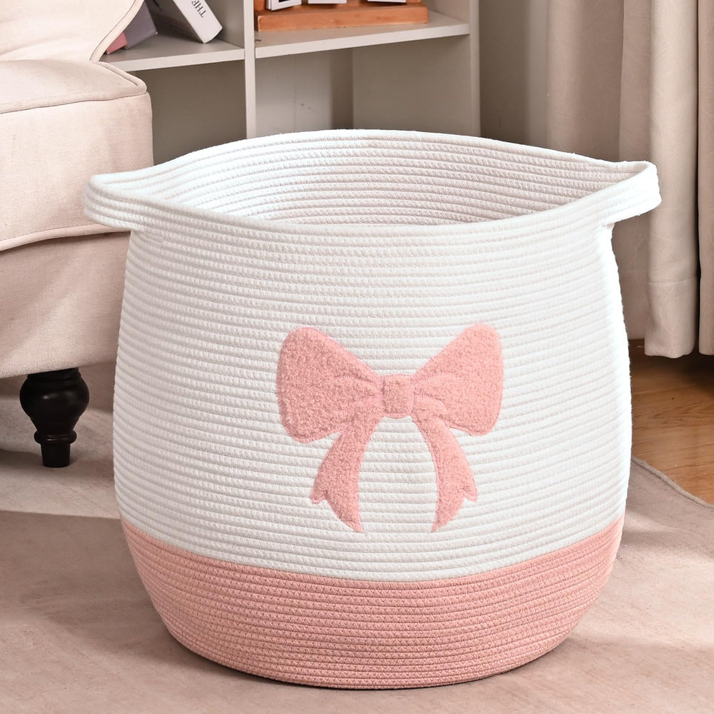 Degeyoyo large baby laundry basket close-up of cotton rope texture for gentle storage