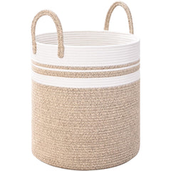 Degeyoyo laundry hamper in rainbow cotton rope weave for stylish storage