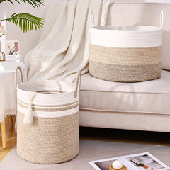 Degeyoyo cotton rope basket with reinforced double-stitched handles