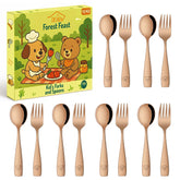 Dehov rose gold toddler spoons close-up for safe, easy feeding.