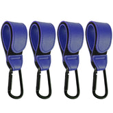 DEIHAALEN leather stroller hook blue set securely holds bags on a stroller handle