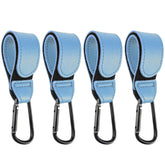 DEIHAALEN leather stroller hook skyblue close-up shows durable material and carabiner