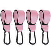 DEIHAALEN pink leather stroller hook pack ready for secure bag hanging on a handle.