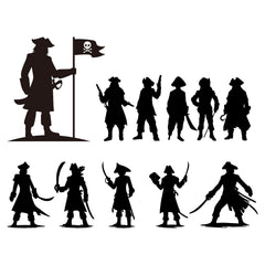 DEIKOKA pirate figures wall decal with varied poses for dynamic wall art.