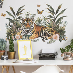 DEIKOKA tiger portrait wall sticker adds gentle watercolor charm to living spaces and is easy to apply