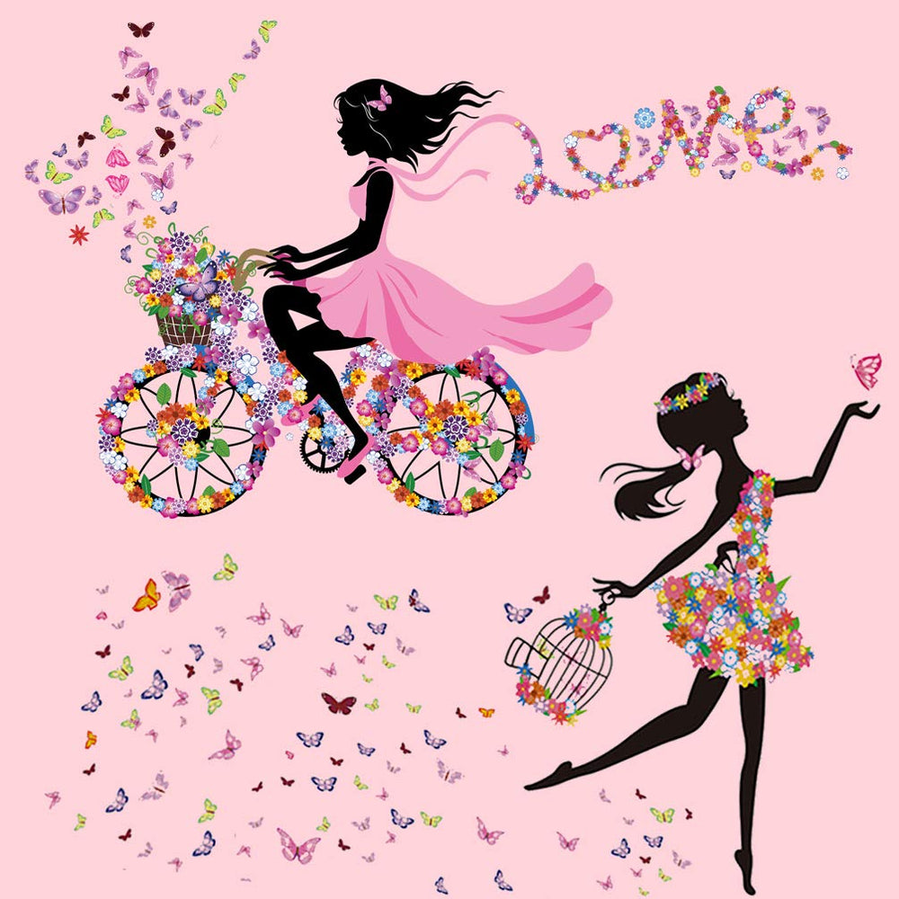 DEKOSH girl nursery decals display flowers and butterflies on a soft wall