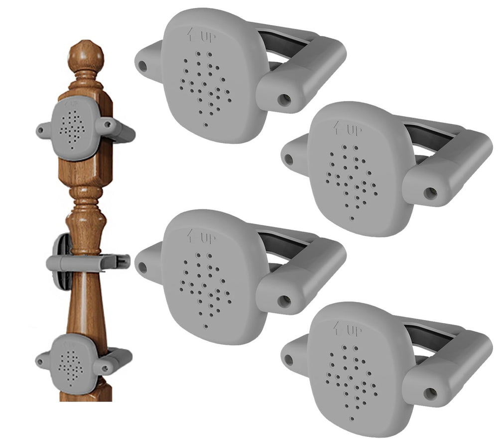 Della Stella banister adapter kit package showing a four-piece set for stairs