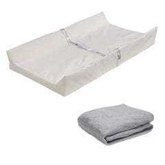 Delta Children contoured changing pad with plush cover in grey, soft surface for safe diaper changes