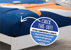 Delta Children fitted bottom sheet providing a secure fit on a standard toddler mattress