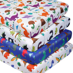 DengFengLai dinosaur crib sheet folded, showcasing soft microfiber for baby comfort.