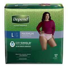Depend FIT-FLEX large pull-on underwear, breathable and secure for heavy absorbency needs