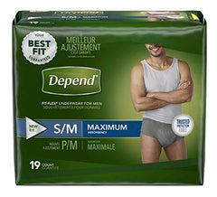 Depend Men's FitFlex Max underwear pack for discreet daily protection.