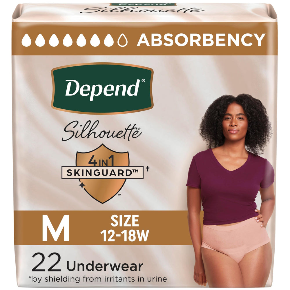 Depend Silhouette breathable cottonlike fabric enhances all-day comfort.