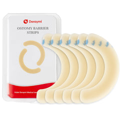 DERAYMI ostomy barrier strip box shows organized, portable protection for seals.