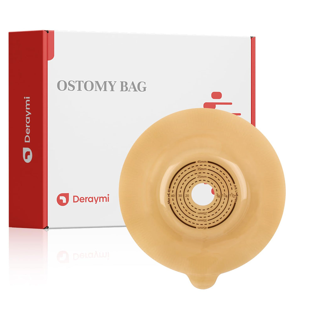 DERAYMI convex ostomy skin barrier 45mm provides secure seal on uneven skin.