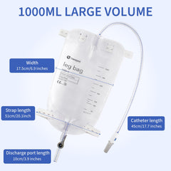 DERAYMI leg bag with 18-inch tubing for easy connection