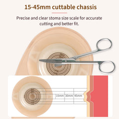 DERAYMI stoma measuring ruler for accurate cut-to-fit 20–45 mm size.