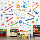 DESERT CAMEL Every Child is an Artist wall decals with watercolor splashes for classroom inspiration.