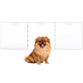 Dewrhiixe clear acrylic dog gate in doorway offers unobstructed supervision.