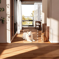 Dewrhiixe foldable dog gate folds flat for compact indoor storage.