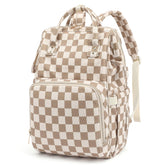 Dezcrab corduroy diaper backpack front view showing large main compartment for quick access