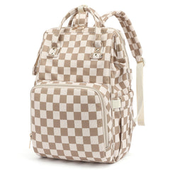 Dezcrab corduroy diaper backpack front view showing large main compartment for quick access