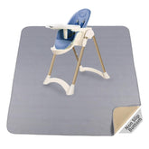 DFHY Splat Mat under high chair protects floors from spills and stains.