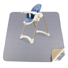 DFHY Splat Mat under high chair protects floors from spills and stains.