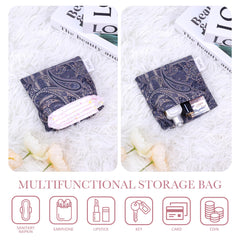 Multi-use storage bag for cosmetics and tampons, blue paisley.