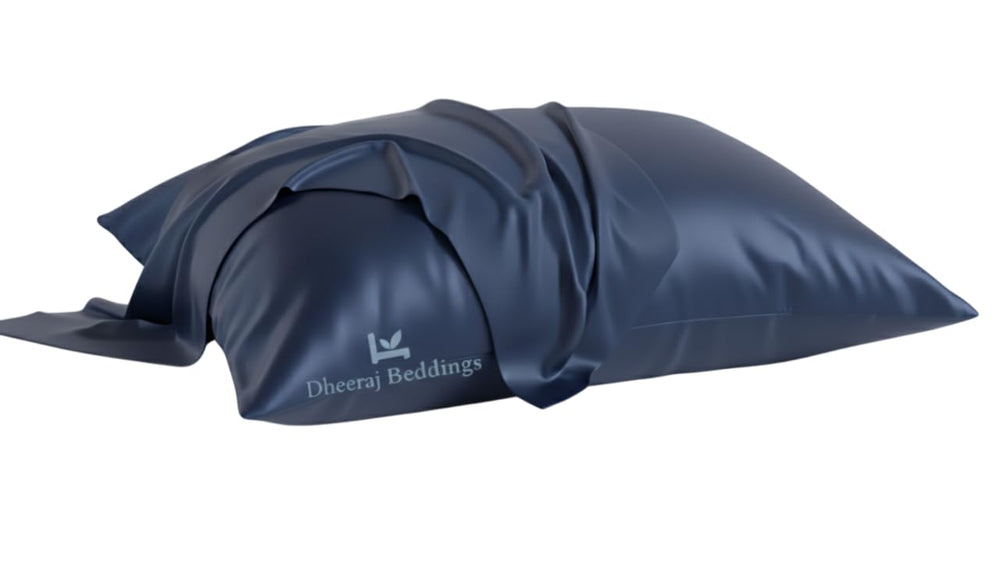 Dheeraj Beddings toddler pillow cover pack of 2 in navy blue for cozy travel use.