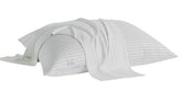 Dheeraj Beddings toddler travel pillow case in white-striped 12x16 offers soft, breathable comfort for travel.