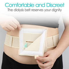 DiaBelt g-tube belt with Velcro closure enables easy self-care.