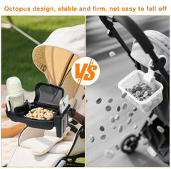 Diancy octopus-arms grip securely attaches tray to stroller bars.