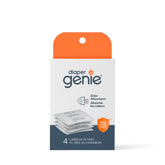 Diaper Genie carbon filter 4-pack on lid absorbing odors for a fresher nursery