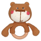 DICHA wood baby rattle with natural finish and soft jingling for infants