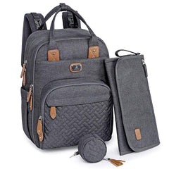 Dikaslon diaper bag backpack front view showing spacious storage and easy grab handles