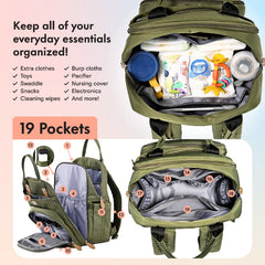 Dikaslon diaper bag backpack stroller straps for hands-free carrying