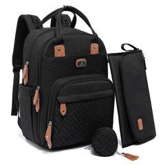 Dikaslon diaper bag backpack with wide opening for quick one-handed access.