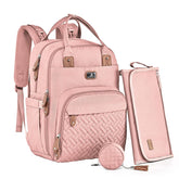 Dikaslon diaper bag backpack with changing pad for easy on-the-go diaper changes.