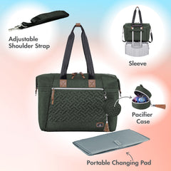 Dikaslon diaper bag tote front pocket for quick access to keys and essentials