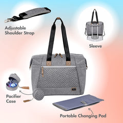 Dikaslon diaper bag tote gray main compartment organized newborn gear