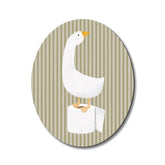 Dilemat goose nursery wall art in oval shape adds playful charm to a child's room.