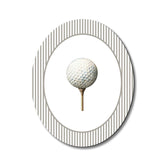 Dilemat nursery golf oval wall art showcases retro stripes for playful nursery décor.