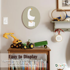 Dilemat striped wooden sign adds neutral, kid-friendly flair to spaces.