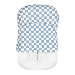 DILIMI baby lounger cover in blue checkerboard provides soft, breathable comfort at nap time.