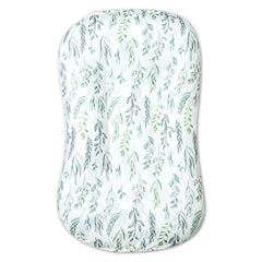 DILIMI baby lounger cover with green leaf pattern, soft and breathable.