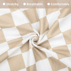 DILIMI light brown checkerboard slipcover on a lounger demonstrating universal fit and envelope closure